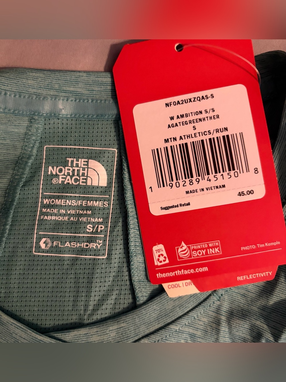 The North Face Women's Seafoam Green Ambition Short Sleeve Crew Tee - Picture 6 of 8